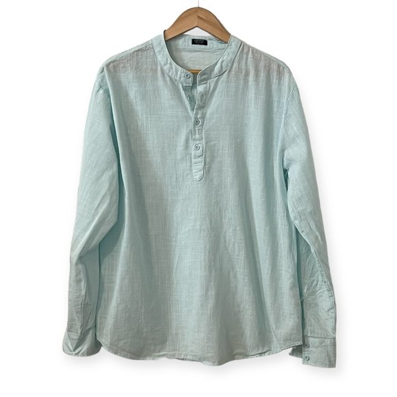Coof Andy Men's Shirt Long Sleeve Half Button Lightblue Size Large - Picture 1 of 7